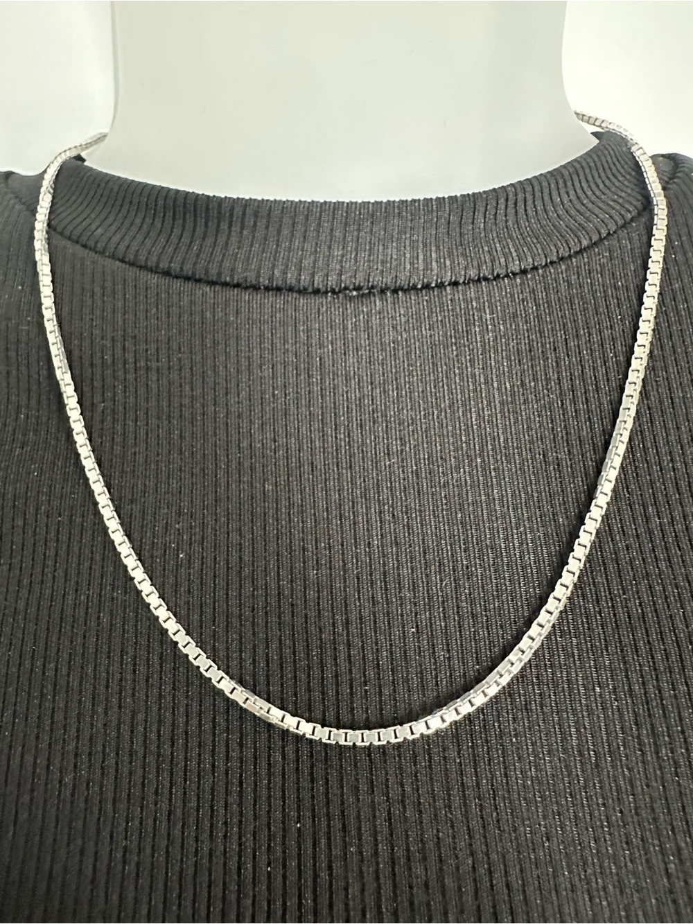VINTAGE Solid 925 Italian Sterling Silver Box 20 Inch Chain Necklace